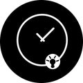 Thinking time, clock, watch in black circle icon. Concept of UI design elements. Digital countdown app, user interface kit, mobile