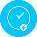 Thinking time, clock, watch in blue circle icon. Concept of UI design elements. Digital countdown app, user interface kit, mobile