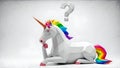 Thinking Unicorn Question Mark. Low Poly Unicorn Concept. Royalty Free Stock Photo