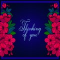 Thinking of you - card. Frame of bright flowers. Vector eps 10 stock illustration. Royalty Free Stock Photo