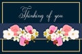 Thinking of you - card. Greeting card with a frame of flowers roses, orchids, daffodils. Eps10 vector stock illustration Royalty Free Stock Photo