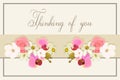 Thinking of you - card. Greeting card with a frame of flowers roses, orchids, daffodils. Eps10 vector stock illustration