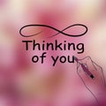 Thinking of you - card. rasped pink background Royalty Free Stock Photo