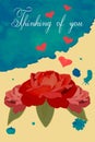 Thinking of you - card. with a red rose. Eps10 vector stock illustration Royalty Free Stock Photo