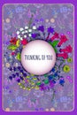 Thinking of you - card. Round frame made of different Flowers. Vector stock illustration eps10. Royalty Free Stock Photo