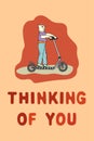 Thinking of you - card. Vector stock illustration eps 10. Hand drawing. Royalty Free Stock Photo