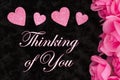 Thinking of You greeting with pink roses Royalty Free Stock Photo