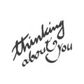 Thinking about you. Quote about romantic love in doodle art Royalty Free Stock Photo