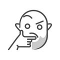 Bald bearded man with thinking expression. Flat style human face icon.