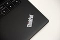 Thinkpad logo on palm rest of Lenovo Thinkpad X260 laptop. Royalty Free Stock Photo