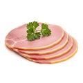 Thinly sliced ham with fresh parsley garnish Royalty Free Stock Photo