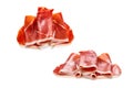 Thinly sliced jamon isolated on white background Royalty Free Stock Photo