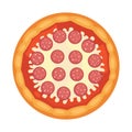 Thinly sliced pepperoni is a popular pizza. Italian cook and pizzas delivery.