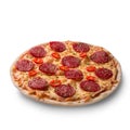 Thinly sliced pepperoni is a popular pizza topping in American-style pizzerias Royalty Free Stock Photo