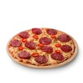 Thinly sliced pepperoni is a popular pizza topping in American-style pizzerias Royalty Free Stock Photo