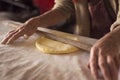 Thinning dough Royalty Free Stock Photo