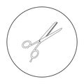 Thinning shears icon in outline style isolated on white background. Hairdressery symbol stock vector illustration.