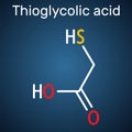 Thioglycolic acid, TGA, mercaptoacetic acid molecule. It is sulfur-containing carboxylic acid, used to make permanent wave