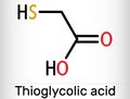 Thioglycolic acid, TGA, mercaptoacetic acid molecule. It is sulfur-containing carboxylic acid, used to make permanent wave