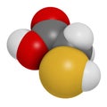 Thioglycolic acid (TGA) molecule. Used in chemical depilation and for making permanent waves (perms) in hair. The latter involves Royalty Free Stock Photo