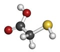 Thioglycolic acid (TGA) molecule. Used in chemical depilation and for making permanent waves (perms) in hair. The latter involves Royalty Free Stock Photo