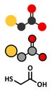 Thioglycolic acid (TGA) molecule. Used in chemical depilation and for making permanent waves (perms) in hair. The latter involves Royalty Free Stock Photo