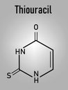 Thiouracil drug molecule. Treatment of Graves' disease. Skeletal formula.