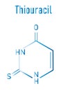 Thiouracil drug molecule. Treatment of Graves' disease. Skeletal formula.