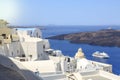 Thira town cityscape during daytime in Santorini, Greece with cr Royalty Free Stock Photo