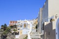 Thira town with St. Stylianos church during daytime in Santorini, Greece