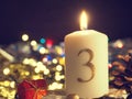 Third Advent candle Royalty Free Stock Photo