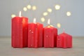 Third Advent Sunday. Four red candles. Christmas mood.