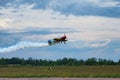 Third AirFestival at Chaika airfield. A small sports plane takes off in an unusual way.