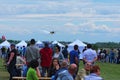 Third AirFestival at Chaika airfield. The sports plane comes on landing after the performance Royalty Free Stock Photo