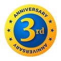 Third Anniversary badge, gold celebration label Royalty Free Stock Photo