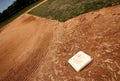 Third base bag on baseball field