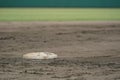 Third base with dirt Royalty Free Stock Photo