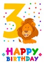 Third birthday cartoon greeting card design