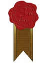 Third Class Red Wax Seal with Ribbon Royalty Free Stock Photo