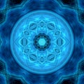 Third Eye chakra Ajna in Indigo and neon blue color. Isoteric flat icon. Geometric pattern Royalty Free Stock Photo