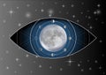 Third eye moon phases esoteric spiritual symbol silver Royalty Free Stock Photo