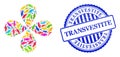 Transvestite Distress Stamp and Third Gender Multi Colored Curl Motion