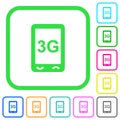 Third generation mobile connection speed vivid colored flat icons