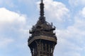 Third level, highest of the Tower Eiffel. Tourists admire and photographs the roofs of Paris.