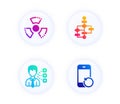 Third party, Chemical hazard and Block diagram icons set. Recovery phone sign. Vector