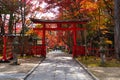 Third Torii or Sanno Torii at Oharano jinja shrine in autumn in Kyoto, Japan Royalty Free Stock Photo