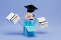 thirst for knowledge. an open box with a brain on a spring inside which books. 3D render