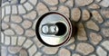 Thirst Quenched: An Overhead View of a Cold, Open Can Royalty Free Stock Photo