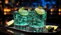 Thirsty partygoers enjoy refreshing mojitos at the lively nightclub generated by AI