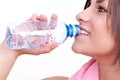 Thirsty woman drinking water